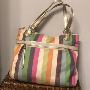 COACH Poppy Legacy Stripe Tote